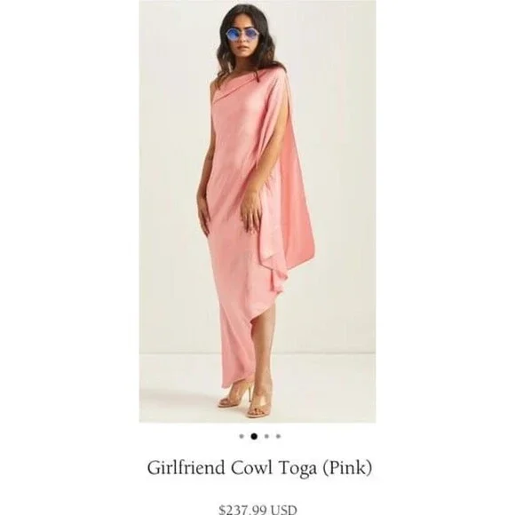 Guapa Girlfriend Cowl Toga Pink Dresses One Shoulder Size‎ XL